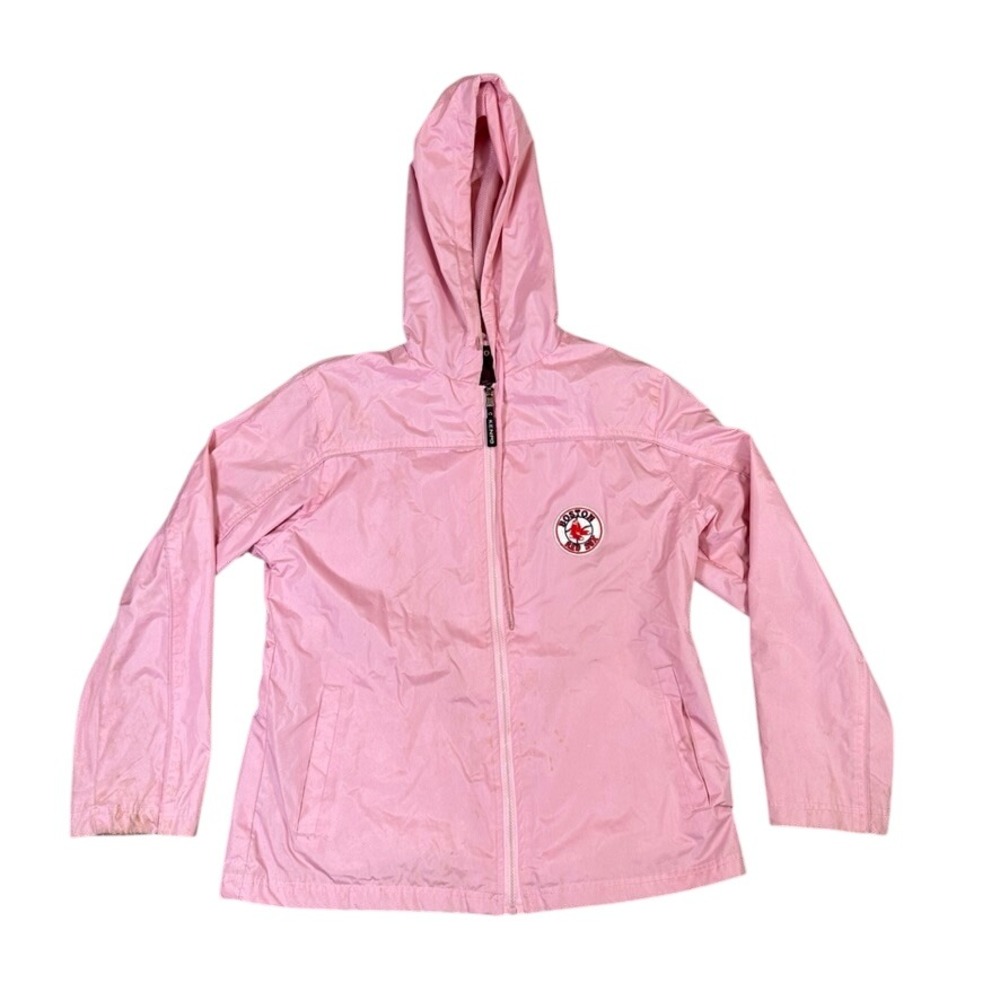 Kenpo Boston Red Sox Pink Windbreaker Hooded Jacket Full Zip Womens L